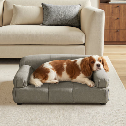 Uptown Gray Modern Pet Bed with Bolstered Arms - Small to Medium