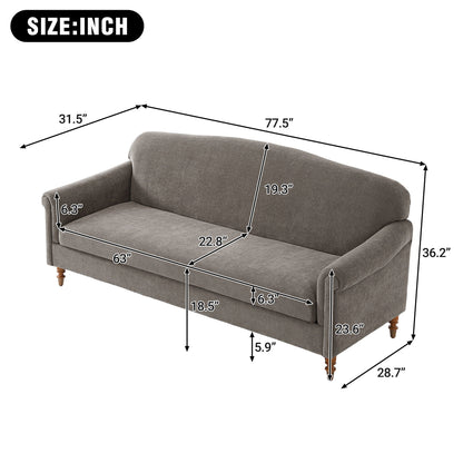 Loveseat Sofa with Rolled Arm  - Brown