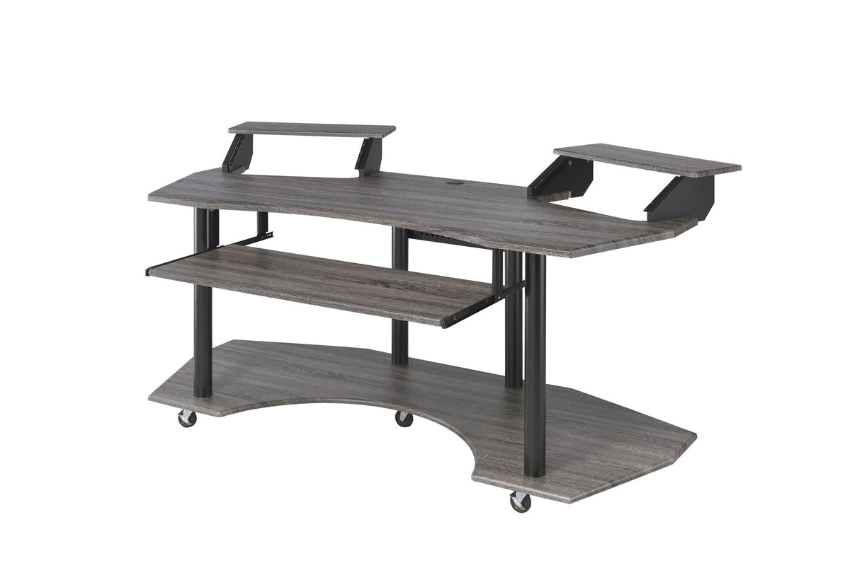 Music Recording Studio Desk Wood Workstation – Light Brown or Dark Gray