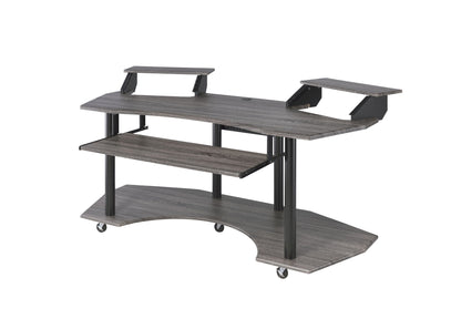 Music Recording Studio Desk Wood Workstation – Light Brown or Dark Gray