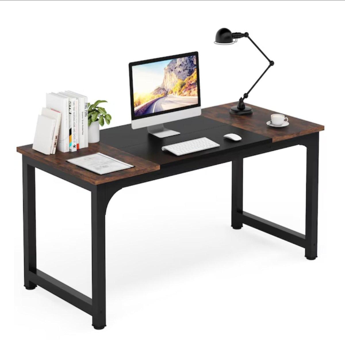 Executive Office Desk with Thick Frame - Brown / Black