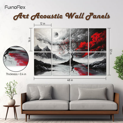 art Acoustic Panels Tiles Decorative Room Sound Proof Foam Absorbing Panels Noise Dampening Canceling Reducing Blocker for Walls (Scarlet Tree, 48 * 32 In)