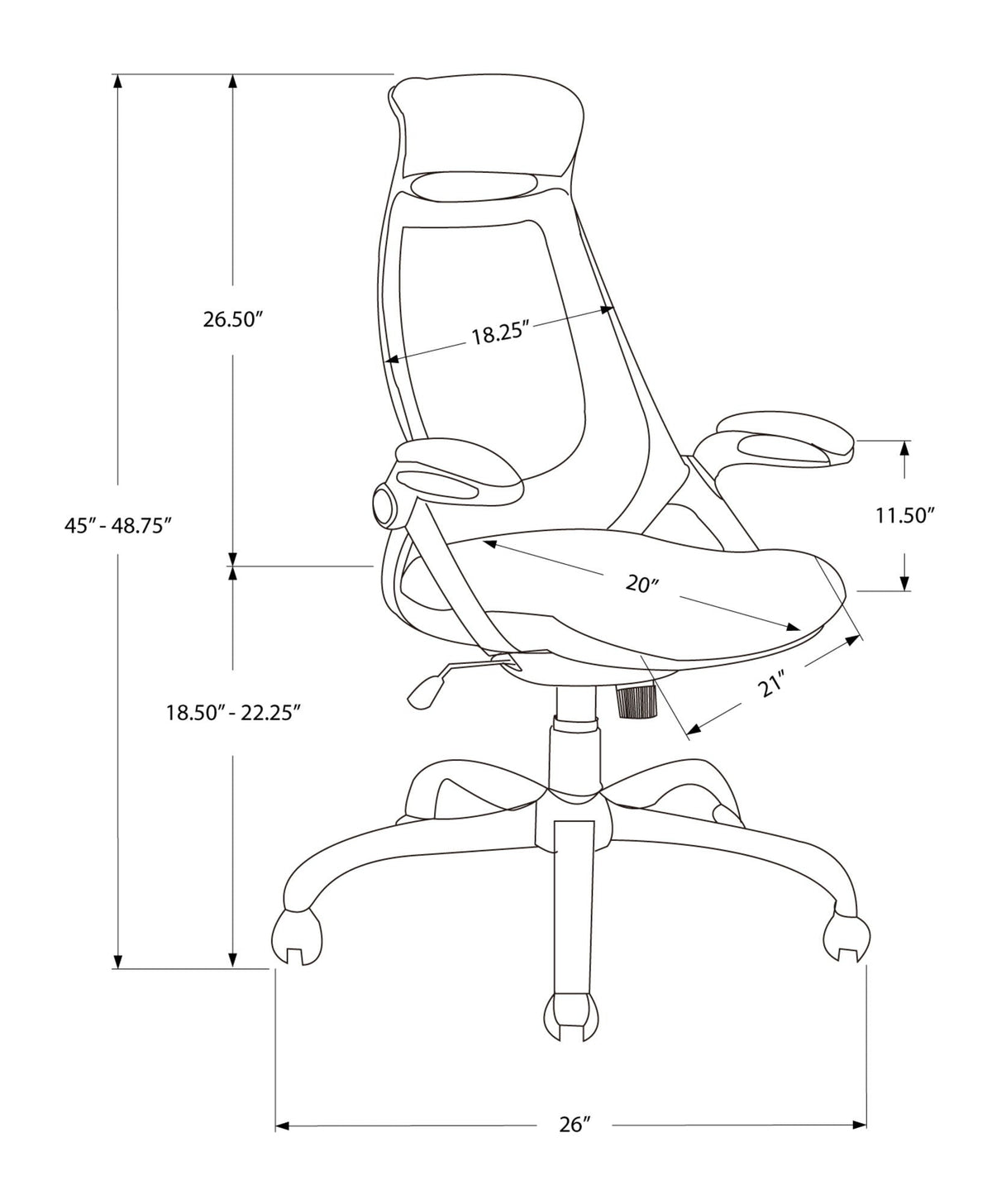 Ergonomic Adjustable Height Swivel Office Chair with Armrests - Black or White