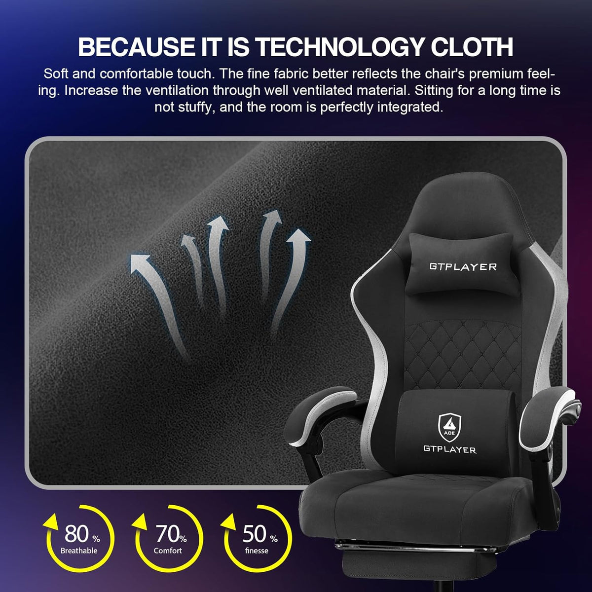 Gaming Chair, Computer Office Chair with Pocket Spring Cushion, Linkage Armrests and Footrest, High Back Ergonomic Computer Chair with Lumbar Support Task Chair with Footrest(Black)