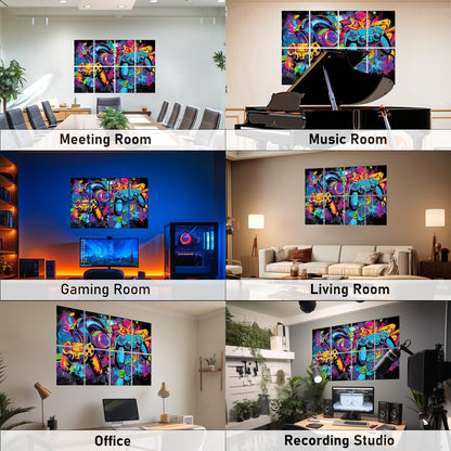 art Acoustic Panels Tiles Decorative Room Sound Proof Foam Absorbing Panels Noise Dampening Canceling Reducing Blocker for Walls (Game Graffiti)