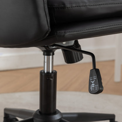 Adjustable Swivel Criss-Cross Office Chair with Wide Seat - Black