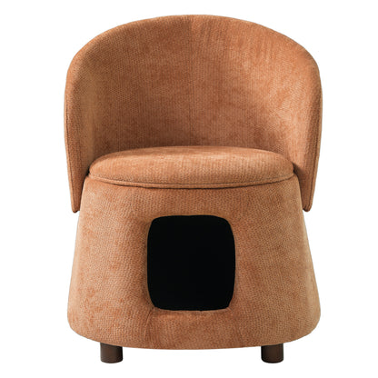 Orange Pet Friendly Chair with Hidden Pet Nook & Storage Seat