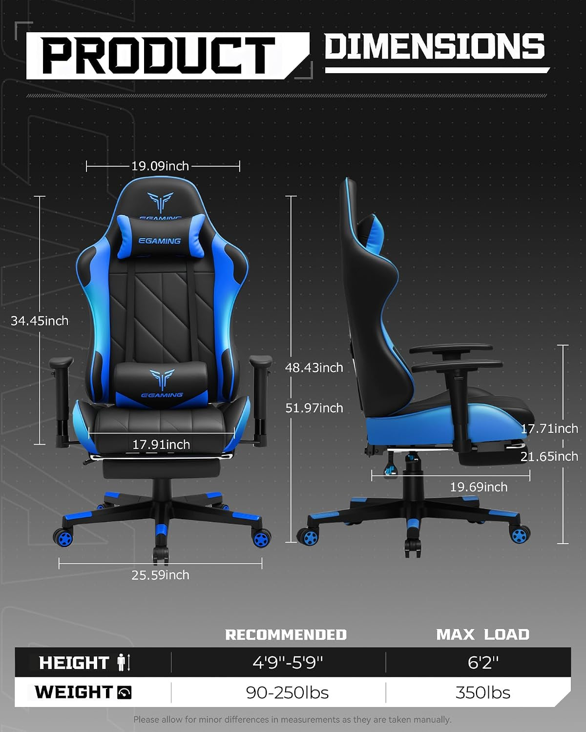 Gaming Chair, Big and Tall Video Game Chair with High Back PU Leather, Home Office Ergonomic Computer Chair with Footrest, Adjustable Height, 360° Swivel Wheels for Adults and Teens