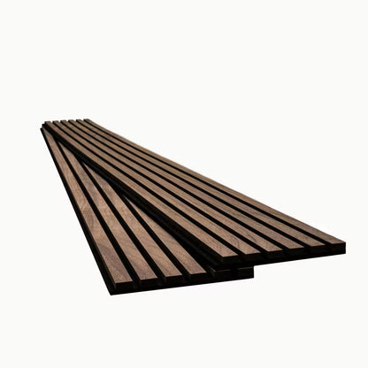 Harmony Sable Wood Slat 0.83 In. T X 9.5 In. X 94.5 In. Brown Sound Absorbing Panel 2 Pack (24.8 SQ FT)