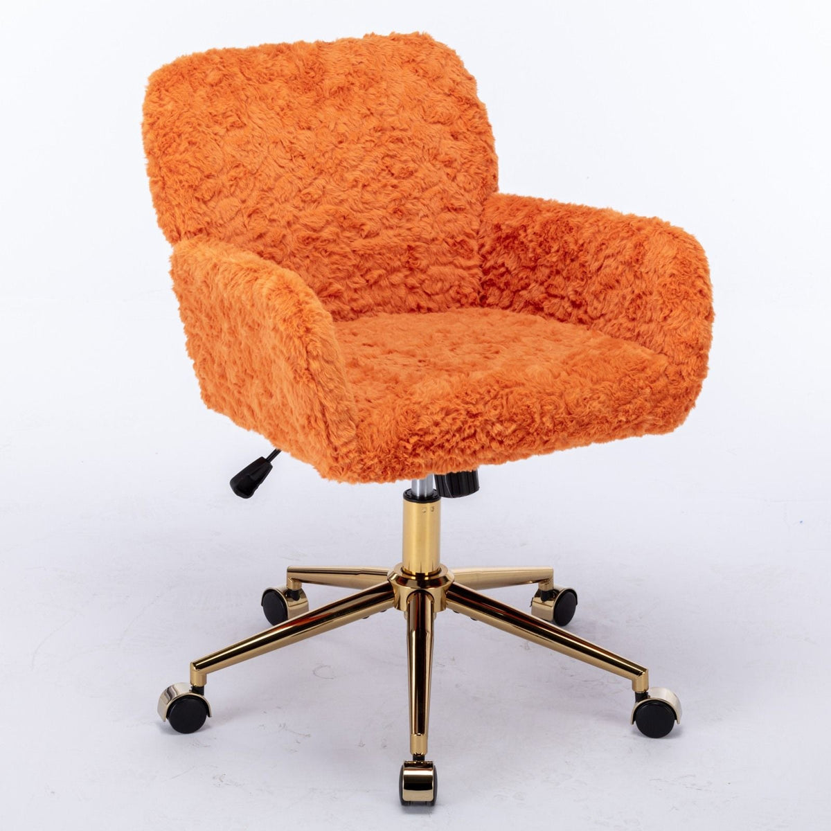 Artificial Rabbit Hair Office Chair with Metal Base - Swivel, Adjustable Height