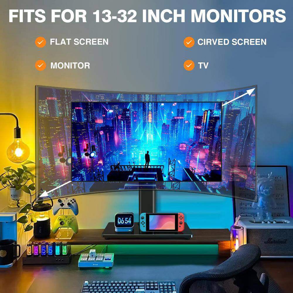 11.8 In. X 18.4 In. Free-Standing Monitor Riser, Height Adjustable Desk Accessories for 13-32 In. Screens, Black