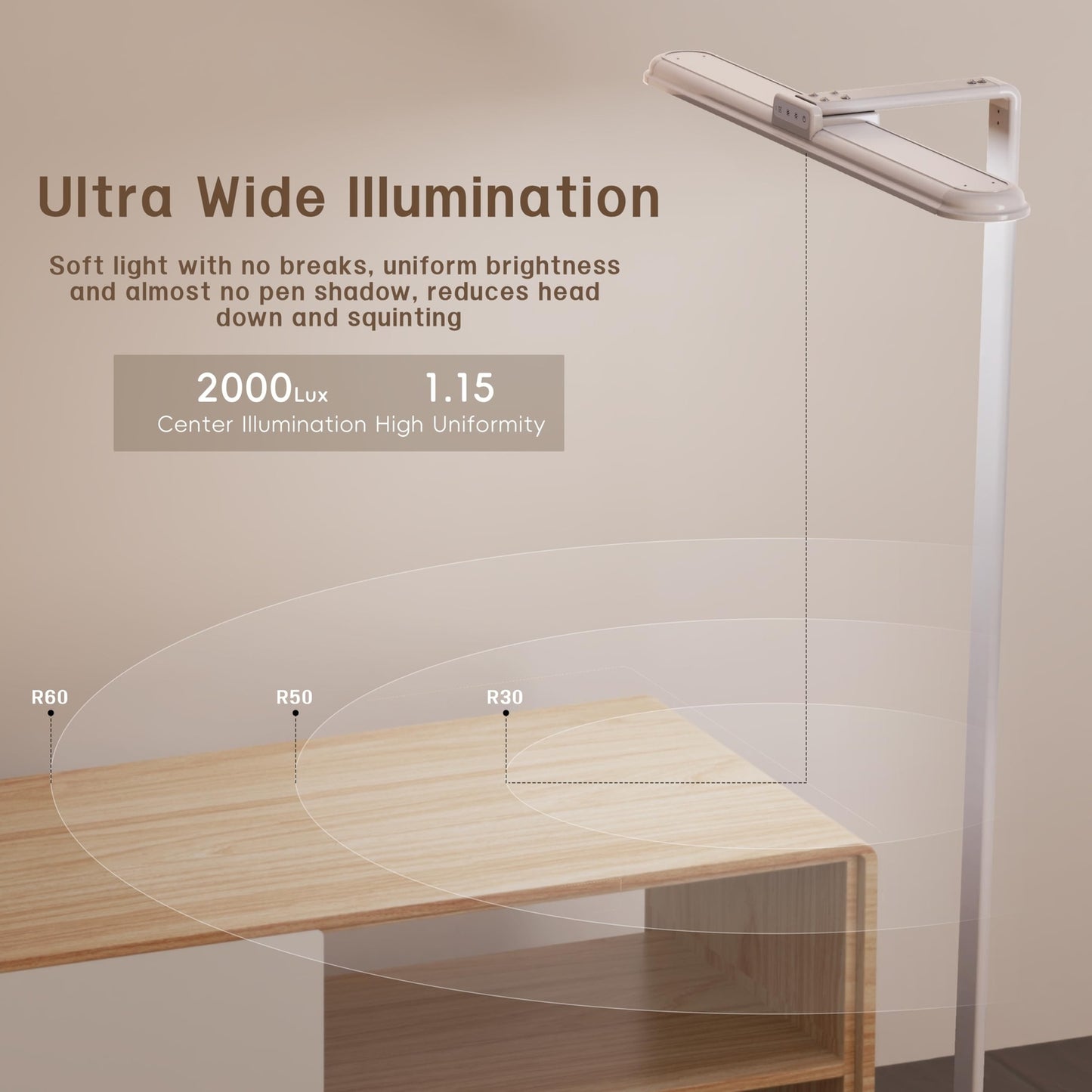 LED Desk Lamp for Home Office, Double Head Desk Lamp,24W Dimmable Desk Light ...