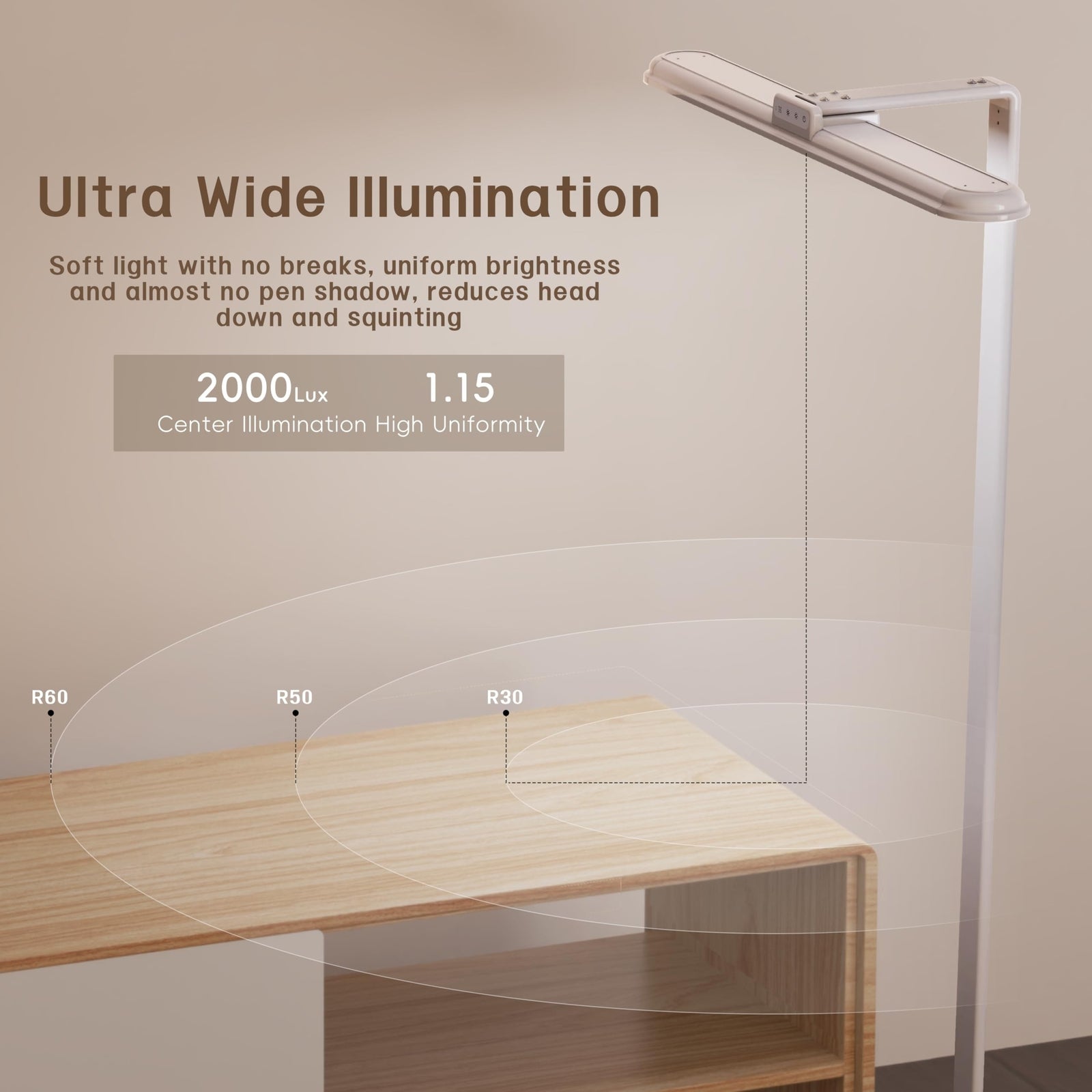 LED Desk Lamp for Home Office, Double Head Desk Lamp,24W Dimmable Desk Light ...