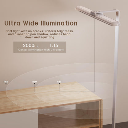 LED Desk Lamp for Home Office, Double Head Desk Lamp,24W Dimmable Desk Light ...