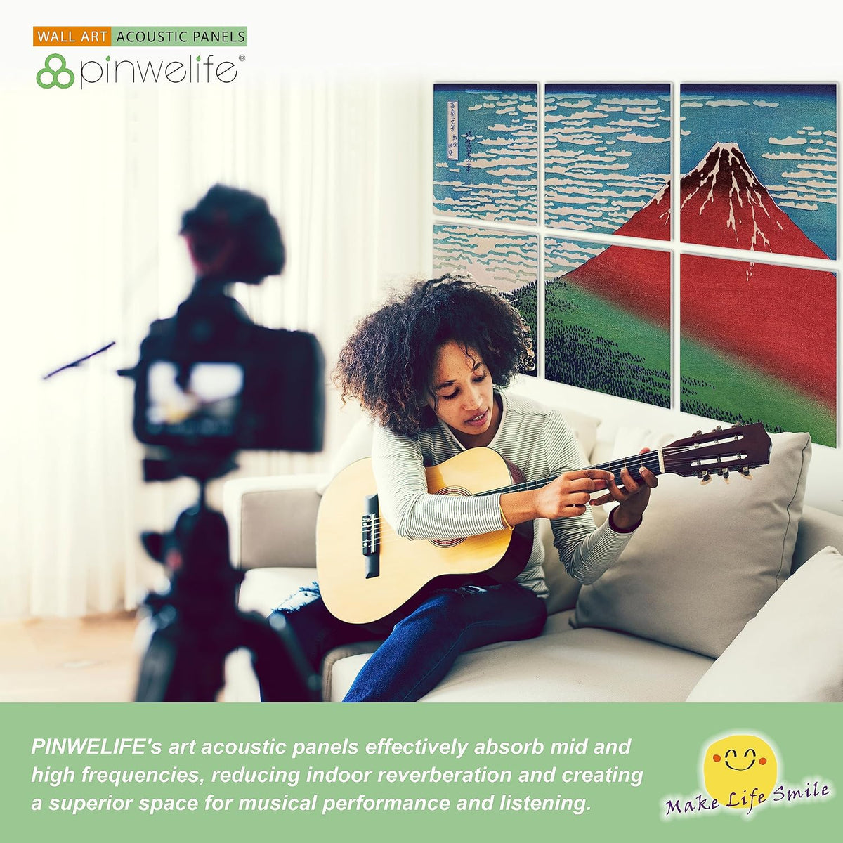 ® Masterpiece Acoustic Art Panels, 8-Pack 12"×16" Sound Absorbing Panels, Decorative Acoustic Wall Art, Noise and Echo Cancelling for Home Studio/Office, Nano Tape Included