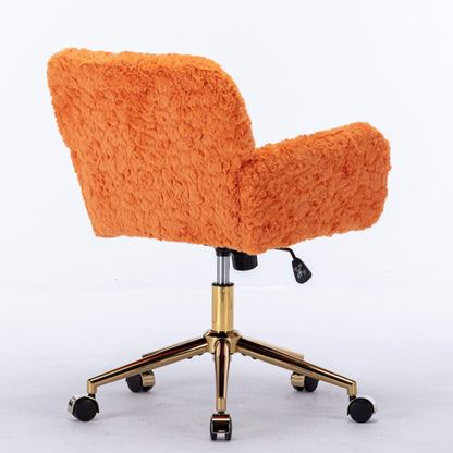 Artificial Rabbit Hair Office Chair with Metal Base - Swivel, Adjustable Height
