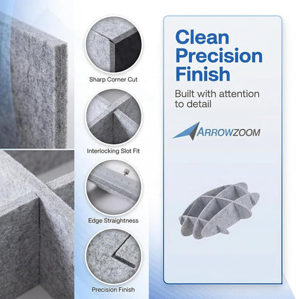 Acoustic Ceiling Panels, Ceiling Soundproofing for Noisy Neighbors, Dense Polyester Fiberboard Sound Absorbing Tiles for Recording Studio and Home Theater, 23" X 23", Gray