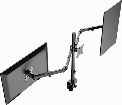 Premium Triple Monitor Desk Mount - Standard Pattern Fits 13" - 27" LED LCD Flat Computer Screen - Three Articulated Full Motion Adjustable Arms - Grommet and C Clamp - Black (R DM3)