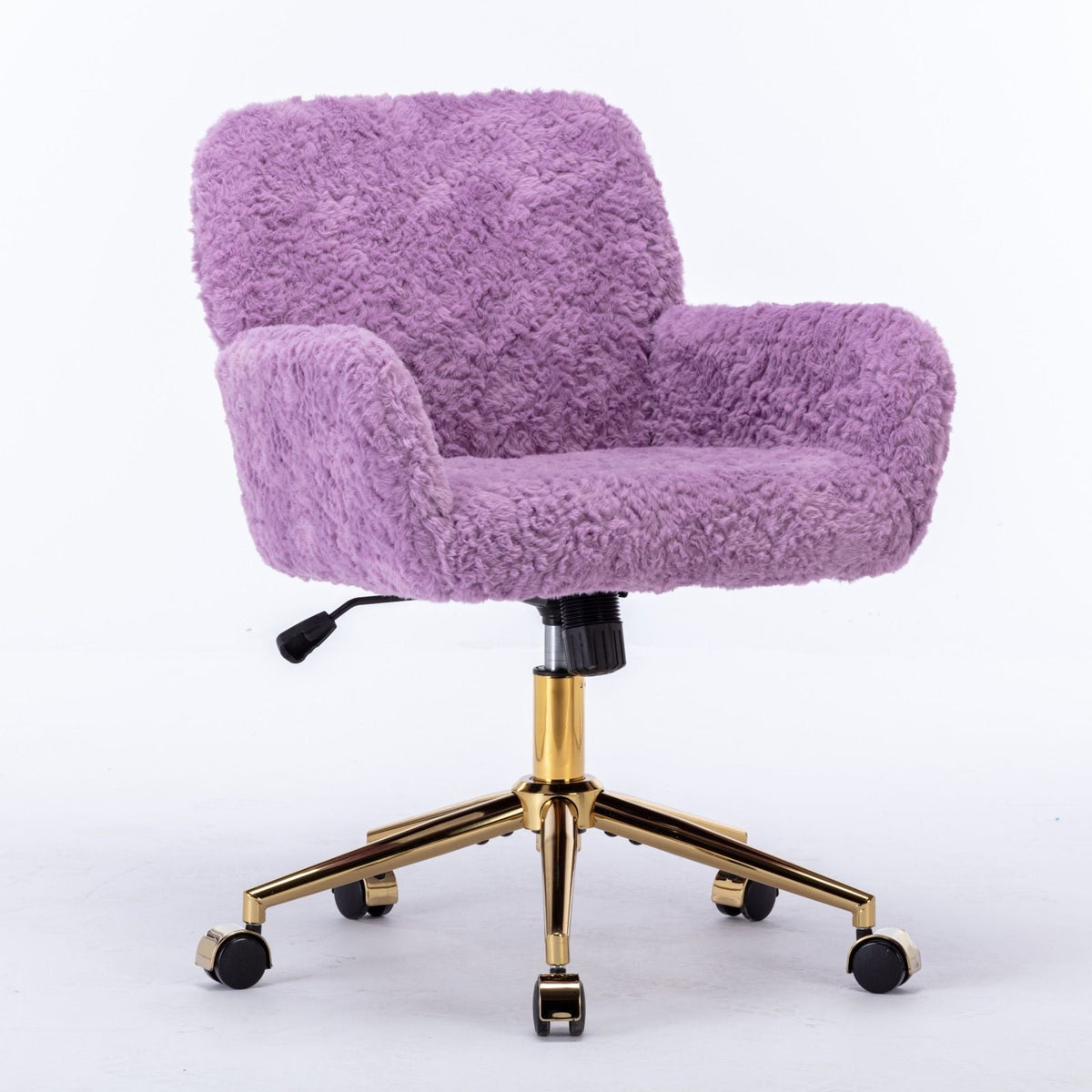 Artificial Rabbit Hair Office Chair with Metal Base - Swivel, Adjustable Height