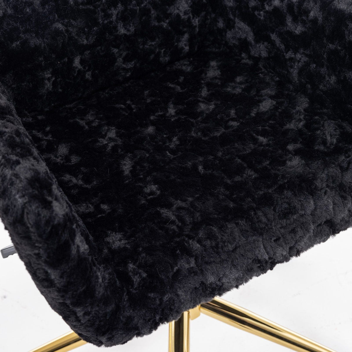 Artificial Rabbit Hair Office Chair with Metal Base - Swivel, Adjustable Height