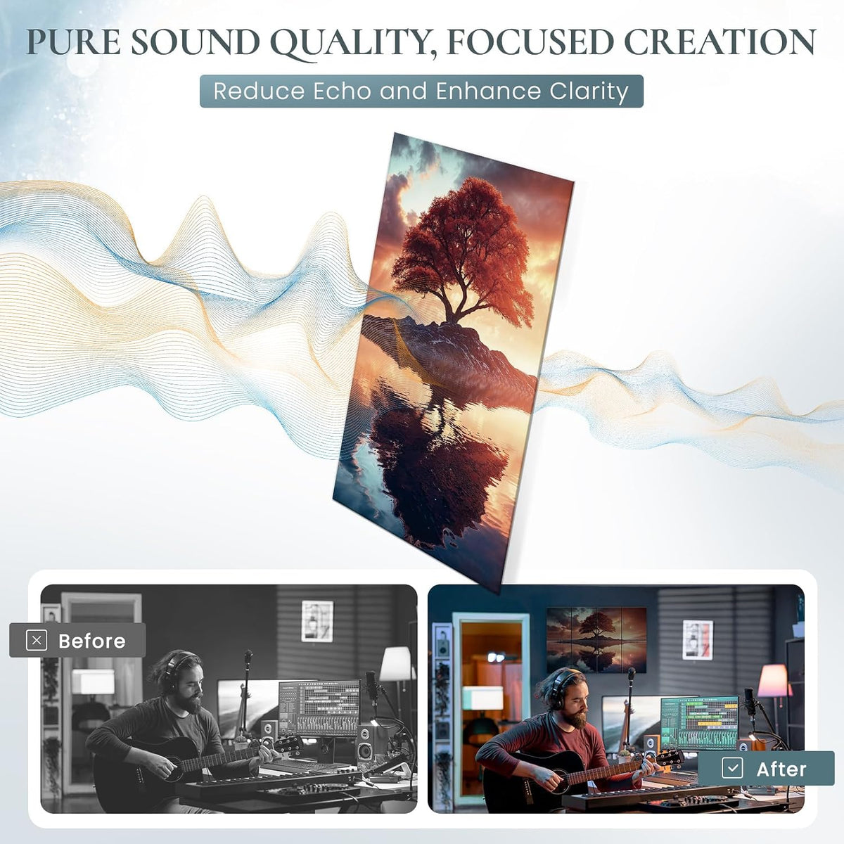 8 Pack Art Acoustic Panels, Decorative Sound Absorbing Wall Art