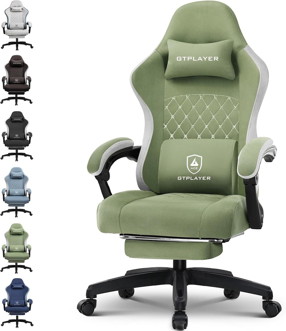 Gaming Chair, Computer Office Chair with Pocket Spring Cushion, Linkage Armrests and Footrest, High Back Ergonomic Computer Chair with Lumbar Support Task Chair with Footrest