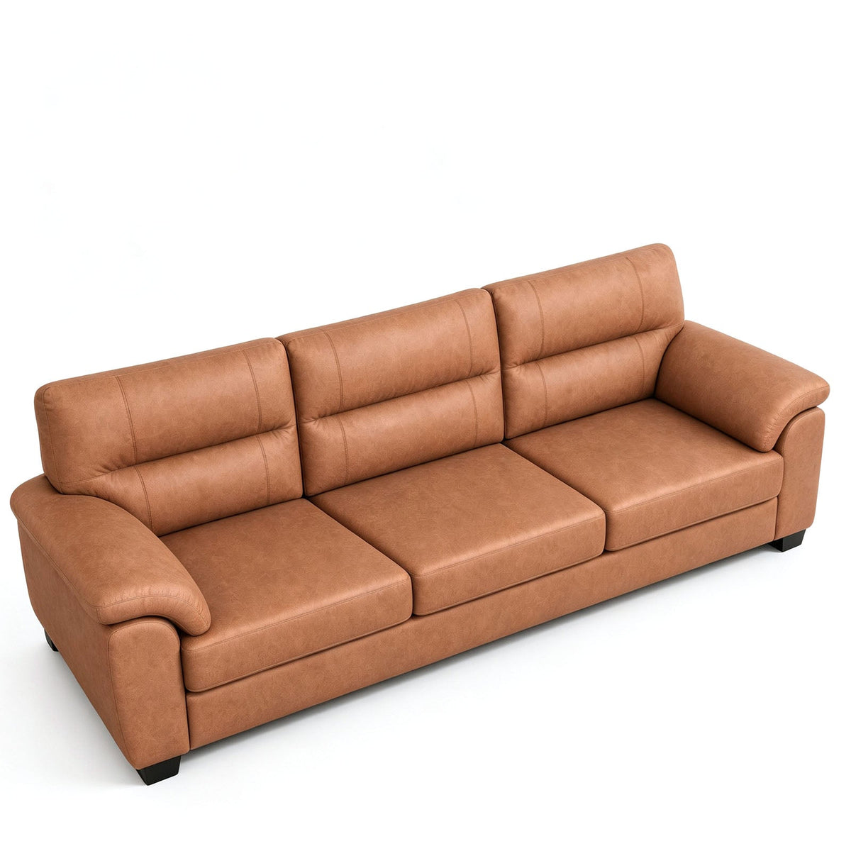 Mid-Century 3-Seat Sofa with Deep Cushioned Seating & Microfiber Upholstery