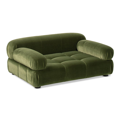 Olive Green Velvet Upholstered Pet Bed with Bolstered Arms - Small to Medium