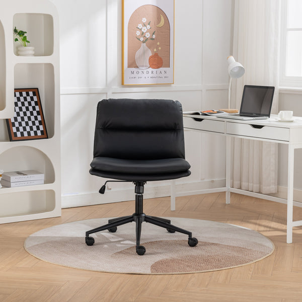 Adjustable Swivel Criss-Cross Office Chair with Wide Seat - Black