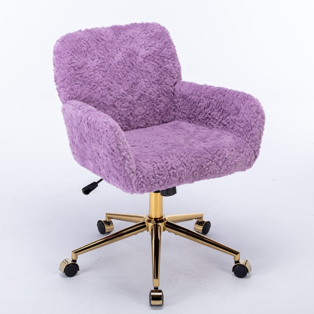 Artificial Rabbit Hair Office Chair with Metal Base - Swivel, Adjustable Height