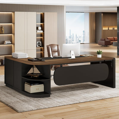 80" L-Shaped Executive Desk with 55" Cabinet