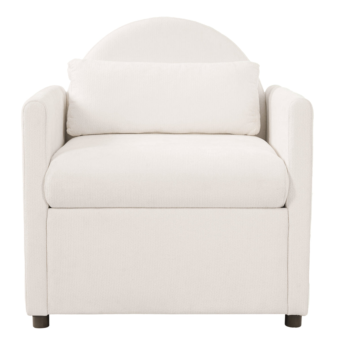 Beige Pet Friendly Accent Chair with Hidden Pet Nook - Acacia Wood
