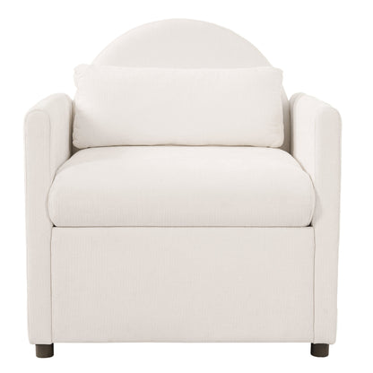 Beige Pet Friendly Accent Chair with Hidden Pet Nook - Acacia Wood