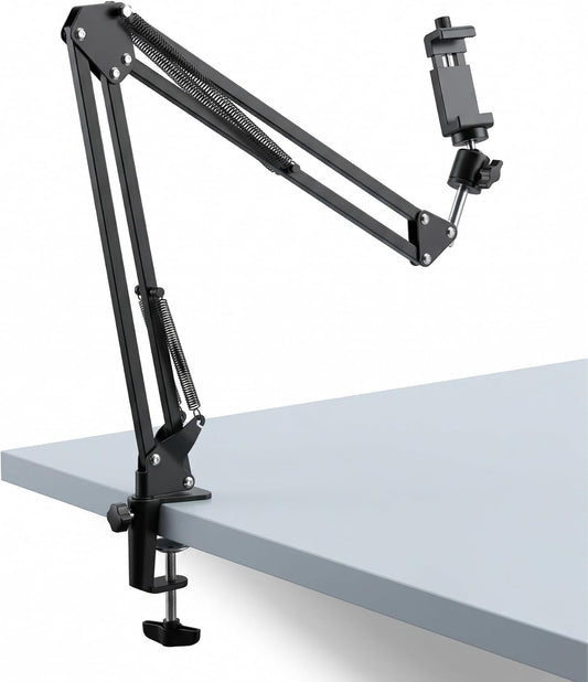 Overhead Phone Mount with Table Clamp – Stable Top-Down Phone Holder for Drawing, Tracing, Filming & Crafts – Adjustable Desk Clamp Stand for Creators