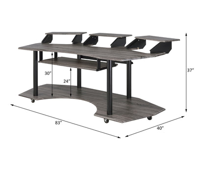 Music Recording Studio Desk Wood Workstation – Light Brown or Dark Gray
