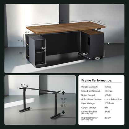 Home Office Furniture Set, 71" L Shaped Executive Standing Desk