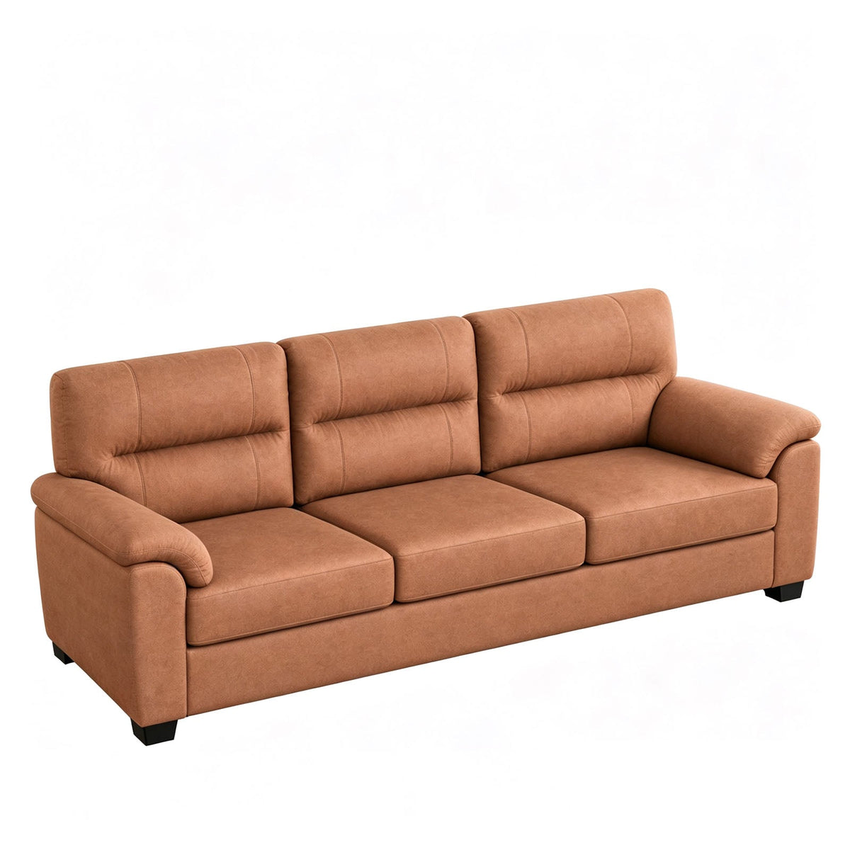 Mid-Century 3-Seat Sofa with Deep Cushioned Seating & Microfiber Upholstery