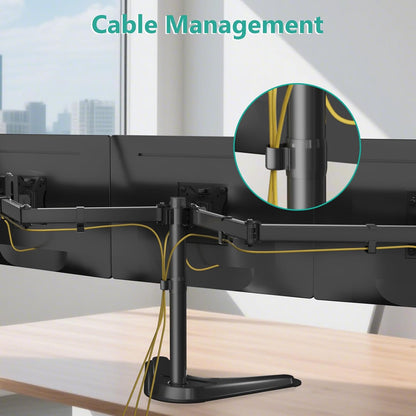 Freestanding Triple Monitor Stand for 13-27 Inch Screens，22Lbs per Arm