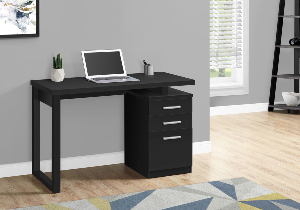 Home Office Desk with Reversible Storage Drawers – Black or White