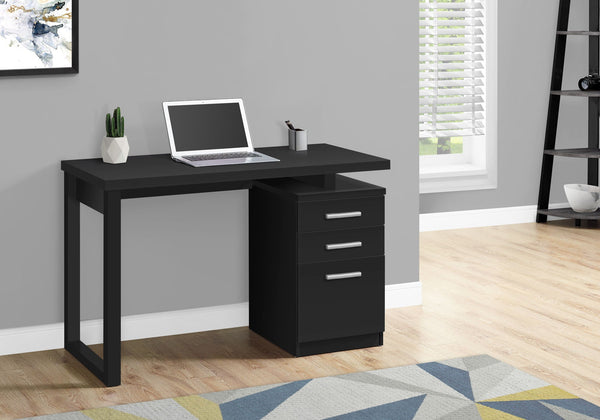 Home Office Desk with Reversible Storage Drawers – Black or White