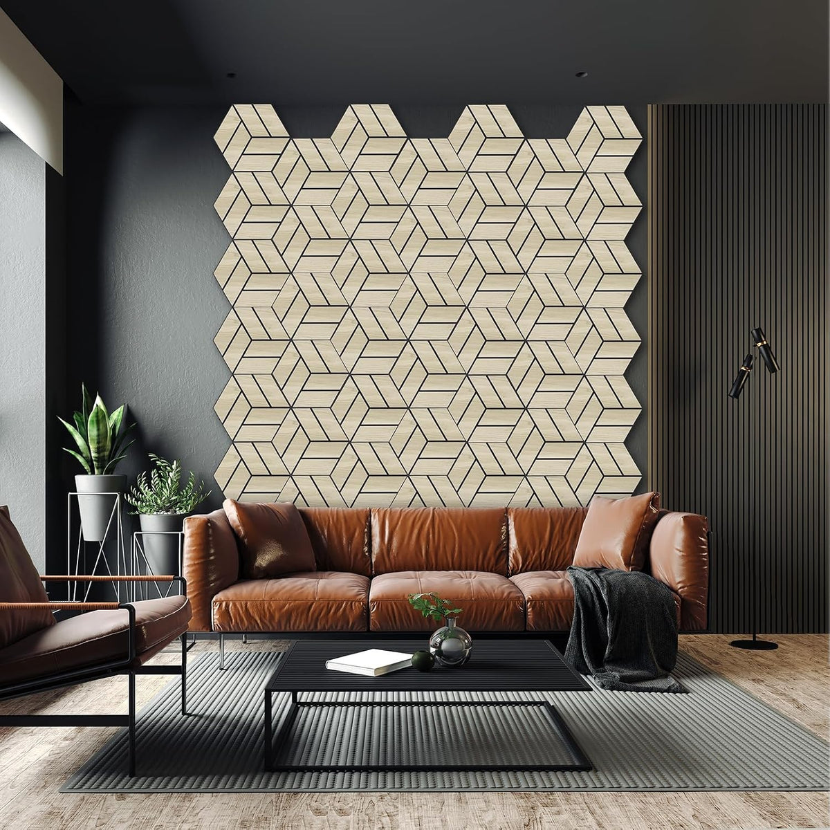 3D Peel and Stick Acoustic Wall Panel – 18-Pack White Maple Soundproof Wood Look Wall Panels for Interior Wall Decor, Hexagon Design