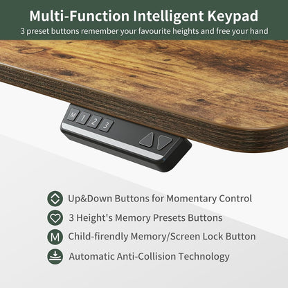 Triple Motor 63" L Shaped Standing Desk, Electric Standing Gaming Desk Adjustable Height, Corner Stand up Desk with Splice Board, Black Frame/Rustic Brown Top