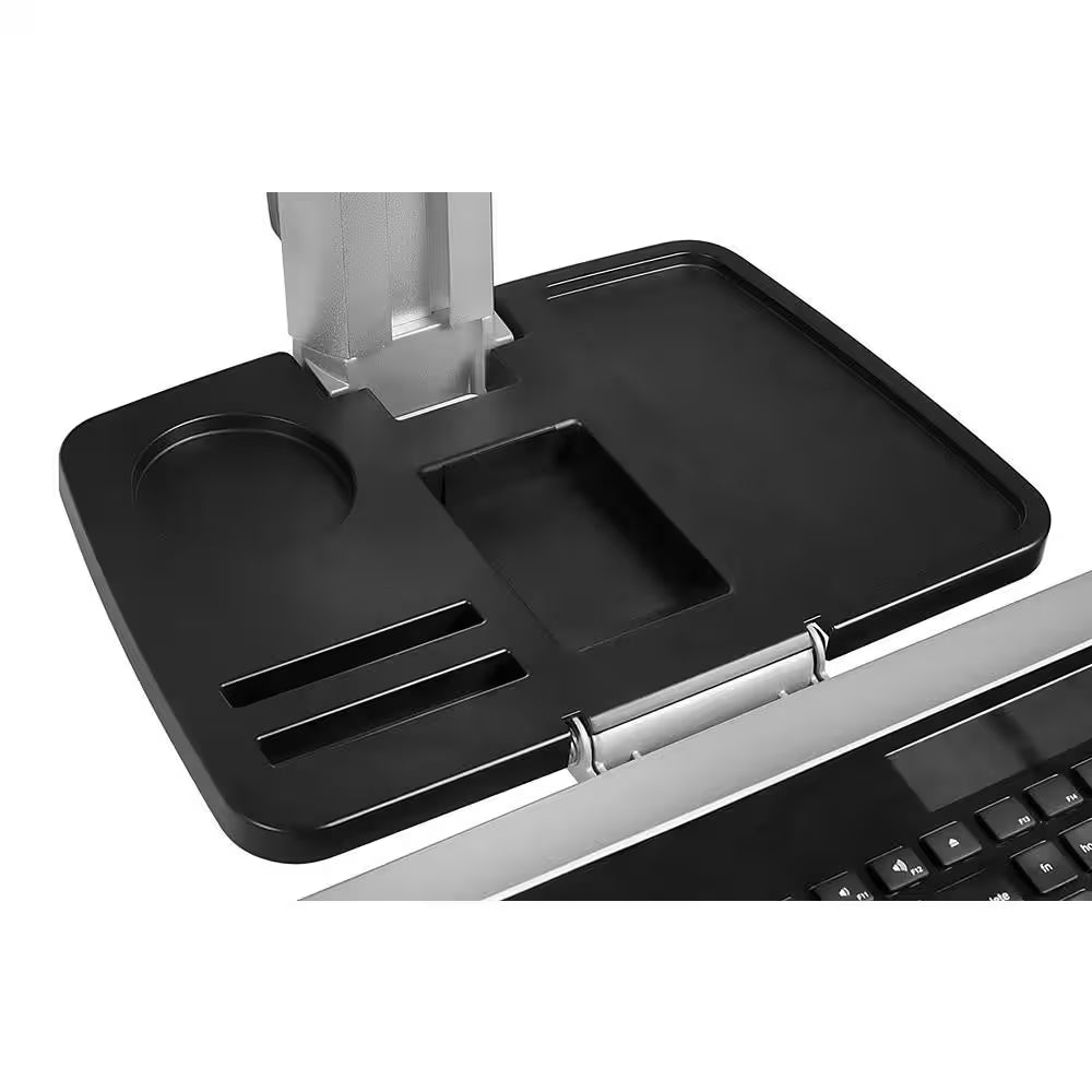 26 In. Silver Workstation for Monitor, Keyboard, Height Adjustable Standing Desk Mount W/Monitor Mount and Keyboard Tray