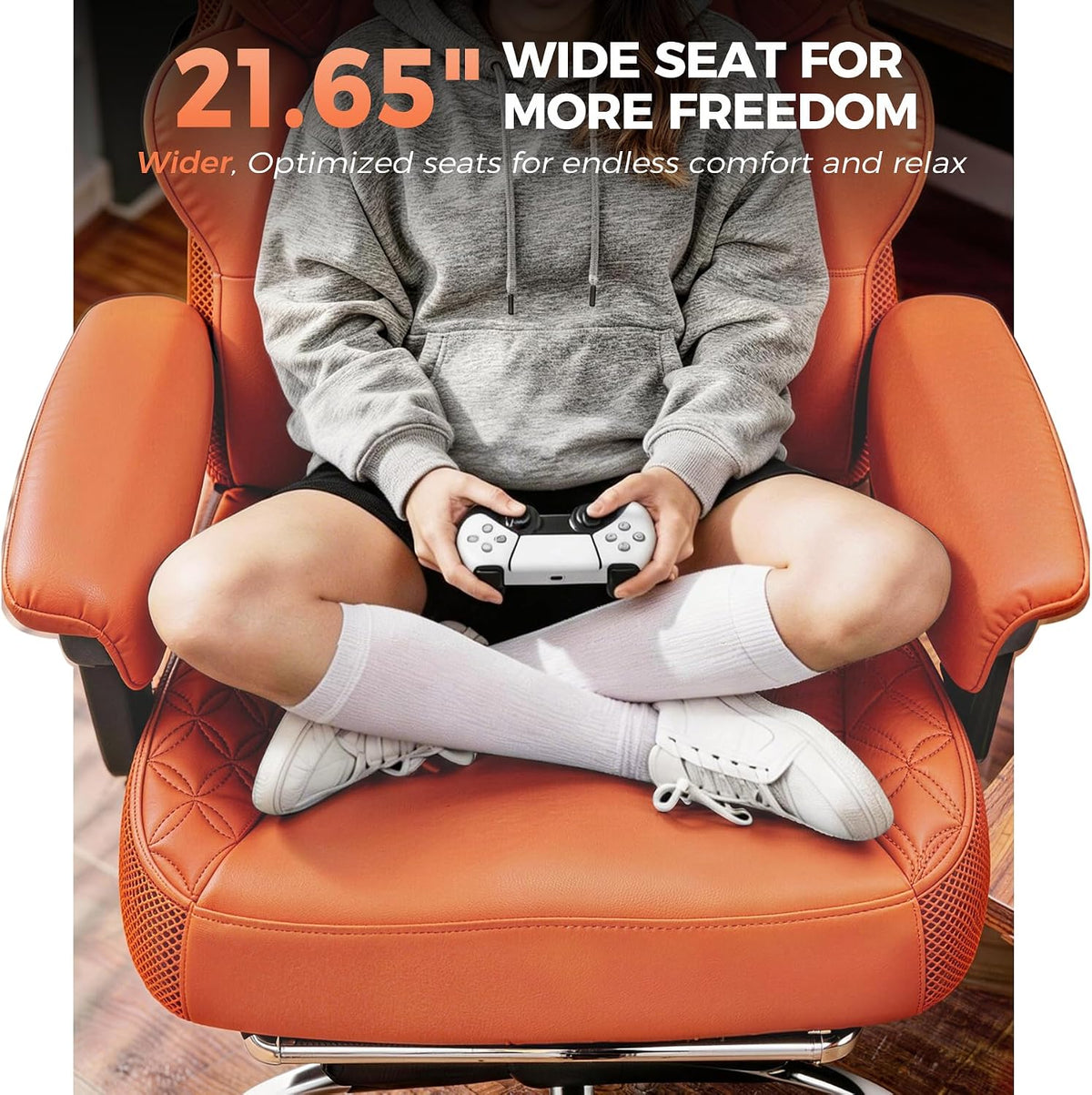 Big and Tall Office Chair with Upgrade Footrest, Heavy Duty Gaming Chair High Back Executive Chair with Spring Lumbar Support for Lower Back Pain Relief, 150°Reclining Adjustable Armrests