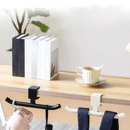 Adjustable Desk Hook No Need Drilling Carbon Steel Storage Hook Slideable Table Backpack Headset Hanger for Office Home Students