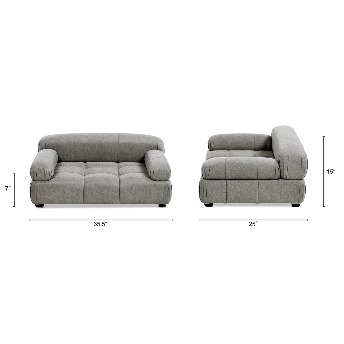 Uptown Gray Modern Pet Bed with Bolstered Arms - Small to Medium