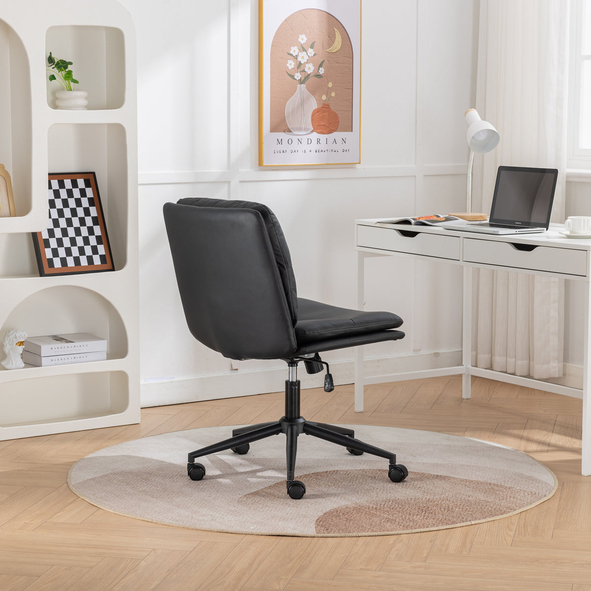 Adjustable Swivel Criss-Cross Office Chair with Wide Seat - Black