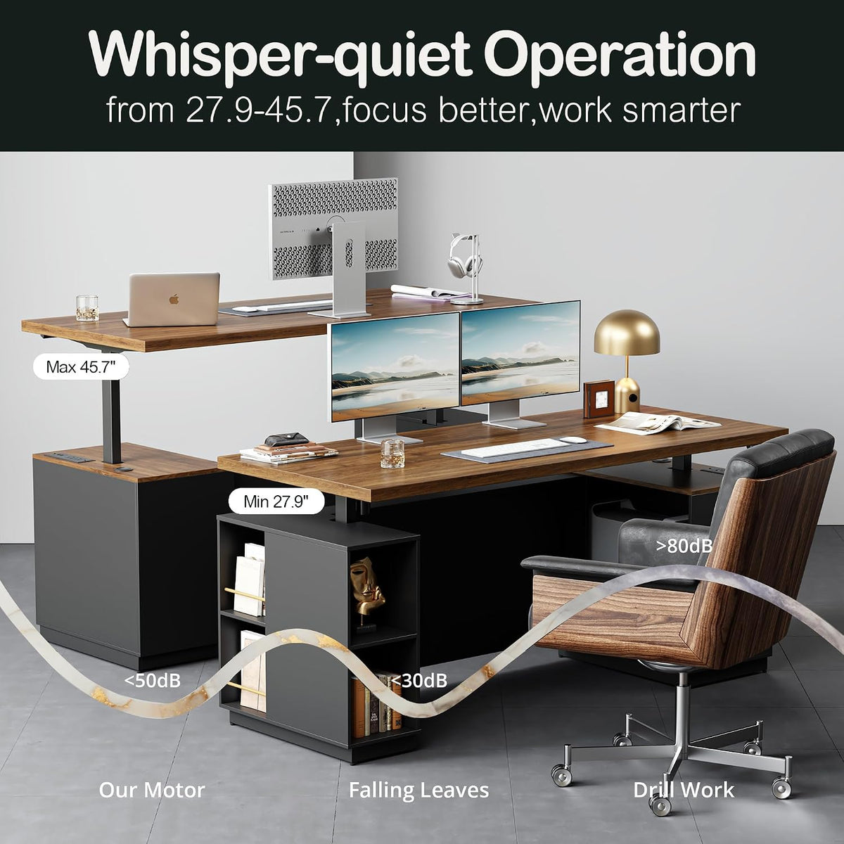 Home Office Furniture Set, 71" L Shaped Executive Standing Desk