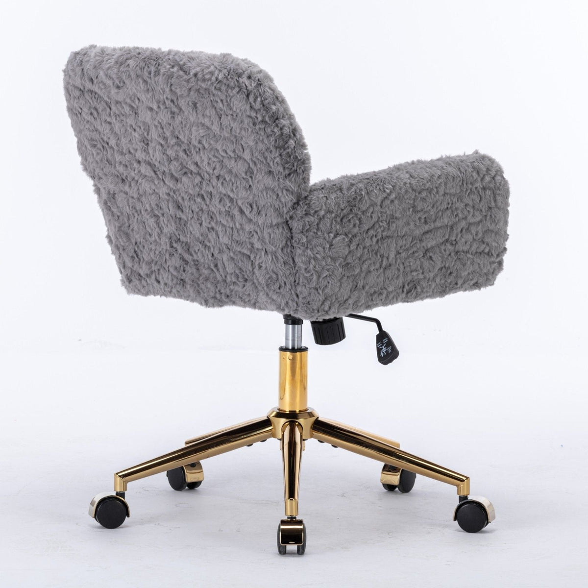 Artificial Rabbit Hair Office Chair with Metal Base - Swivel, Adjustable Height