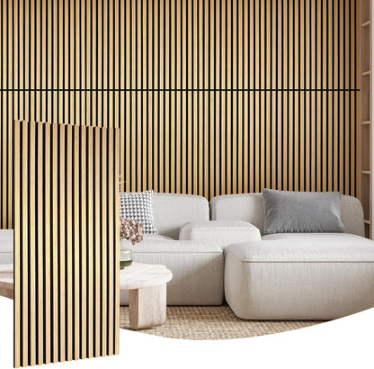Oak 2 Pack Wood Slat Acoustic Panels 47.2 X 23.6 Inch 3D Fluted Design for Sound Absorbing Wall and Ceiling Noise Reduction Home Theater Office Modern Decor